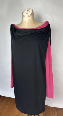 Moschino Cheap and Chic Black and Pink Layered Long Sleeve Dress Size 8 - Image 1 of 4