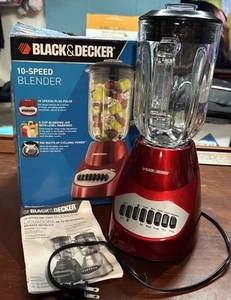 BLACK & DECKER BL2010R Frullatore Barattolo Vetro 10 Velocità, Base Rossa con Scatola e Manuale - Foto 1 di 12
