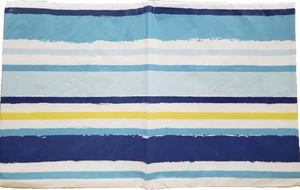 Flannel Back Vinyl Tablecloth 52"x70" Oblong, MULTICOLOR HORIZONTAL STRIPES, HP - Picture 1 of 9
