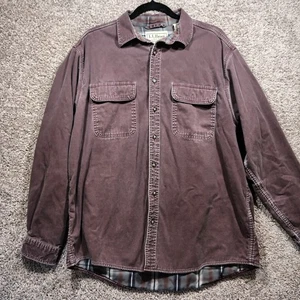 Vintage LL Bean Mens - L Flannel Plaid Lined Brown Shirt Jacket Shacket. Heavy. - Picture 1 of 8