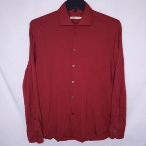 Maurizio Baldassari Shirt Mens Large Burgundy Virgin Wool Italy - Picture 1 of 13