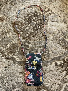 Vera Bradley Pretty Posies Carson Handy Umhängetasche klein blau geblümt - Bild 1 von 8