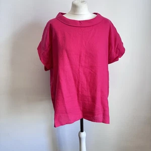 East Bardot Neck Top passt Gr. Small Ch48 rosa Lagenlook 100% Leinen - Bild 1 von 9