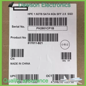 NEW HPE 1.92TB 817011-B21 817116-001 SATA 6G 2.5"SFF SC MU G9 Gen10 Server SSD - Picture 1 of 2