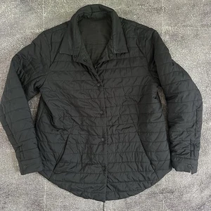 Women's Lululemon Black Heather Gray Reversible Insulated Shacket Jacket Sz 8 - Imagen 1 de 6