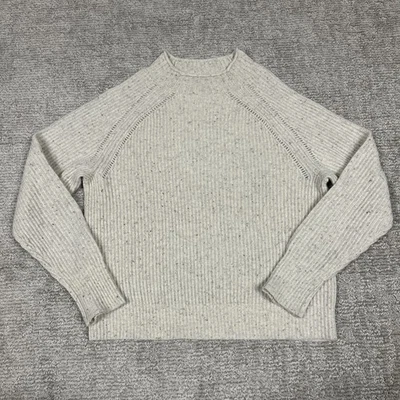 Suéter J Crew Mujer Pequeño Mezcla Lana Merino Beige Acanalado Cuello Redondo J6420 Foto 1 de 4