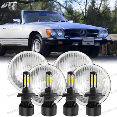 Faros LED redondos de haz alto/bajo de 5,75" para Mercedes-Benz 380SL 450SL 560SL 4 piezas Foto 1 de 4