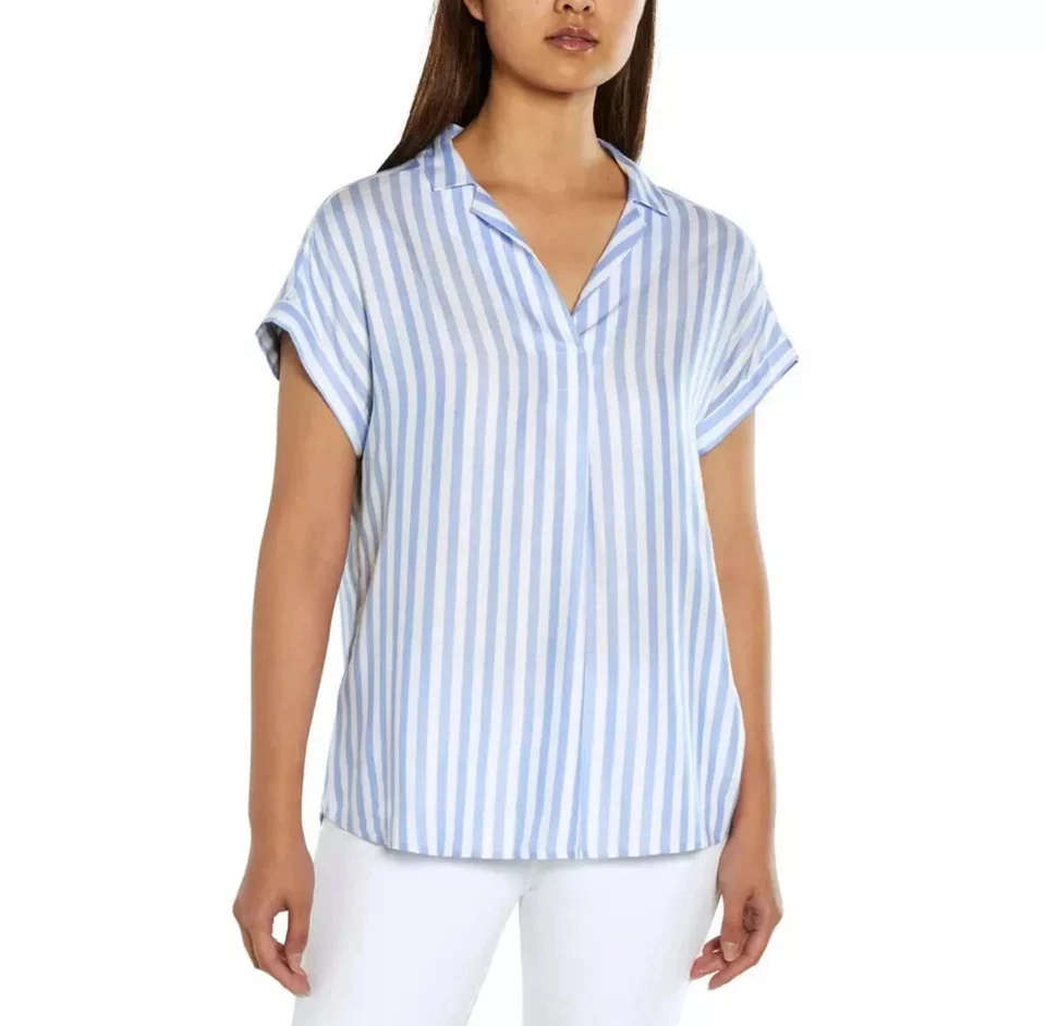 GAP Ladies' Popover Blouse Blue White Stripes Size S. AM