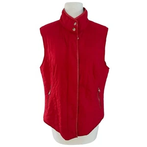 PECK & PECK Women’s Red Vest Size XL Padded Quilted Lightweight - Picture 1 of 10