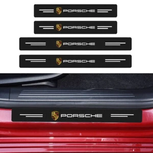 New 4PCS Carbon Fiber Car Door Sill Plate Protector Cover Sticker For PORSCHE - Picture 1 of 15