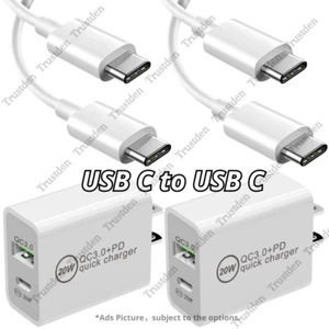 For Android Samsung Google USB C Fast Charger Cord PD QC Power Adapter Cube 20W - Picture 1 of 20