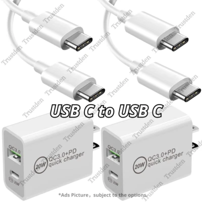 For Android Samsung Google USB C Fast Charger Cord PD QC Power Adapter Cube 20W - Image 1 of 4