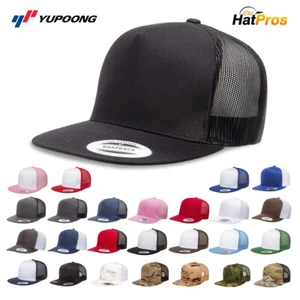 Cappello snapback YP Classics Flat Bill Trucker Cap Yupoong Meshback 6006 5 pannelli - Foto 1 di 80