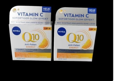 2xNIVEA Q10 Energy Anti-Falten Tagespflege LSF 15 Gesichtspflege2x 50 ml Neu Ovp - Bild 1 von 4