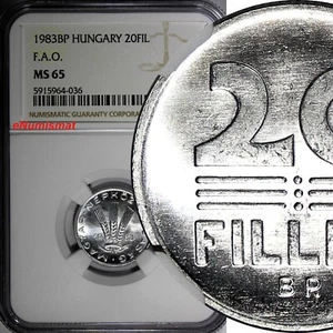 Hungary 1983 BP 20 Fillér FAO Mintage-50,000 NGC MS65 TOP GRADED KM# 627 (036) - Picture 1 of 4