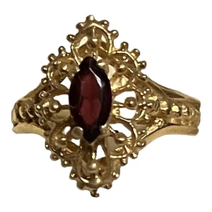 Vintage DEKO 14K GOLD "GRANAT MARQUISE" FILIGRAN BANDRING (Größe 6,5) - 3 Gramm - Bild 1 von 12