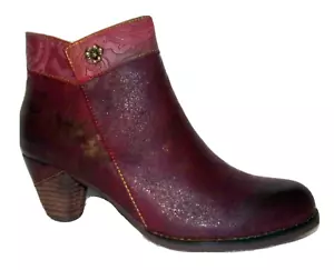 NIB L'ARTISTE BY SPRING STEP BESTLOVE BORDEAUX MULTI LEATHER ANKLE BOOTS 6.5-7 M - Picture 1 of 4