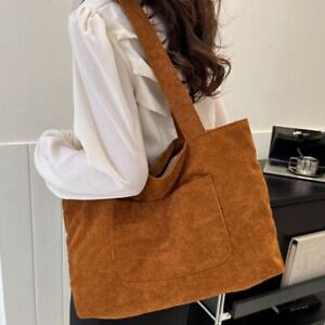 Simple Corduroy Shoulder Bag Solid Color Handbag New Tote Bag  Women