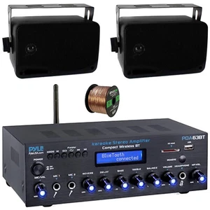 Pyle PDA63BT Bluetooth Home Amplifier Receiver, 2x 3.5" 200W Max 3-Way Speakers - Picture 1 of 5