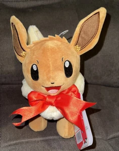 Pokémon Eevee With Red Bow Plush Holiday❄️Winter Edition 🎁NWTS by Jazwares - Picture 1 of 15