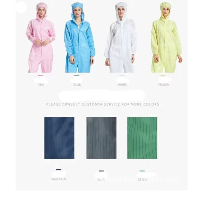 Unisex ESD Anti-static Coveralls Clothes Hood Lab Jacket Coat Unisex S-7XL - Image 1 of 4