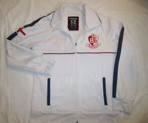 MOSSIMO "ENGLAND" MENS TOP QUALITY WHITE ZIP JUMPER / JACKET MEDIUM VGC - Picture 1 of 4