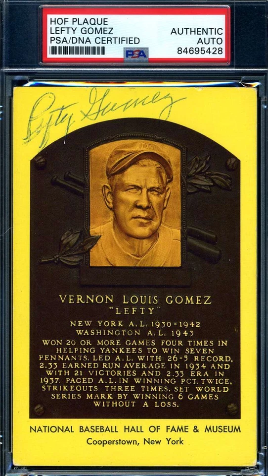 Lefty Gomez PSA DNA Signed Gold Hall Of Fame Plaque Autographed - Image 1 of 1