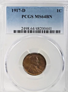 1917-D Lincoln Cent : PCGS MS64BN - Picture 1 of 4