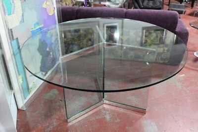 Mesa de comedor Leon Rosen for Pace vidrio y cromo años 70 mediados de siglo moderna Foto 1 de 4