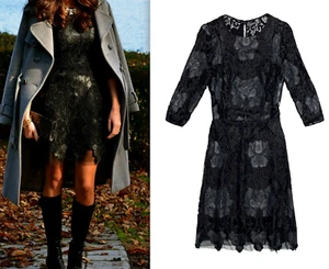 ZARA BLACK DRESS CROCHET LACE SHORT DRESS FAUX LEATHER DRESS SIZE S new - Picture 1 of 12