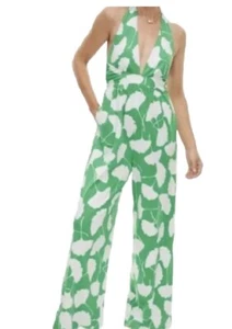 Tuta nuova senza etichette DVD Target Diane Von Furstenberg taglia XS HALTER verde bianca - Foto 1 di 12