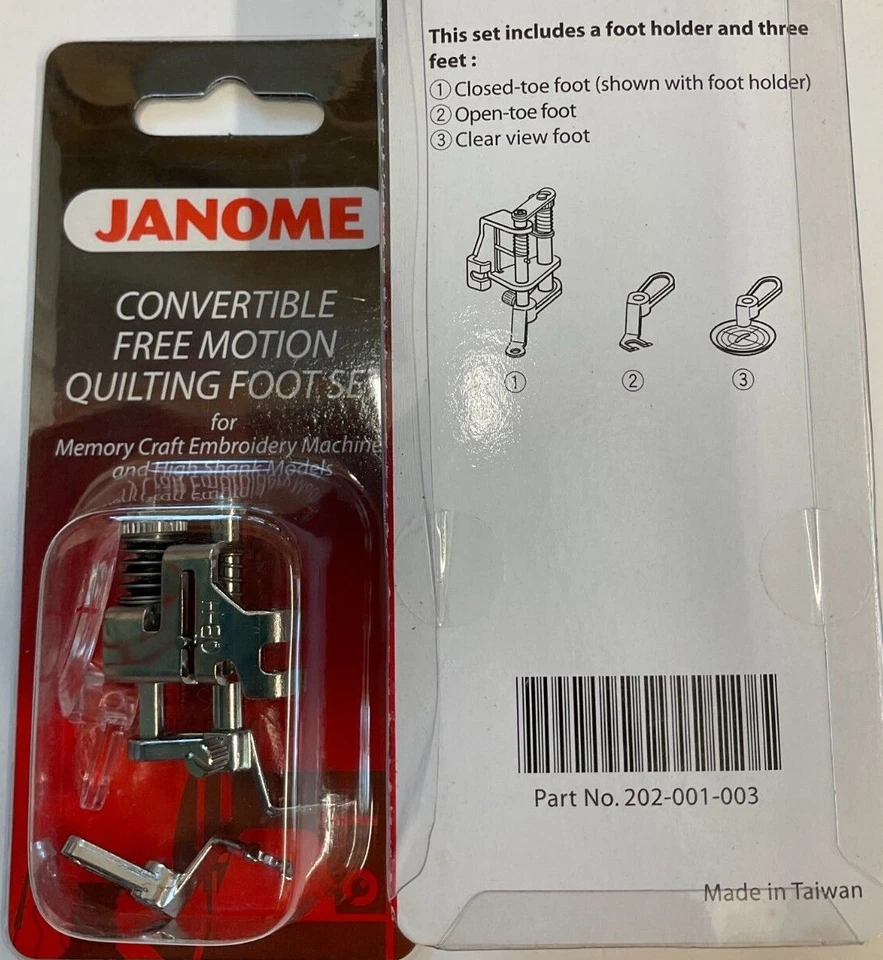Janome Convertible Motion Quilting Patchwork Foot Set High Shank 202001003