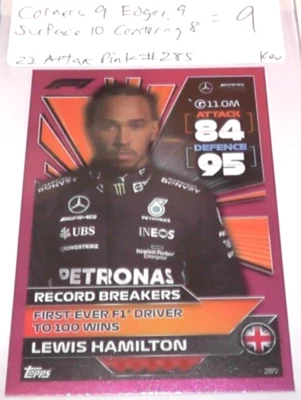 2022 Topps Turbo Attax Formula 1 Lewis Hamilton Grade 9 Card #285 Pink Parallel - Image 1 of 4