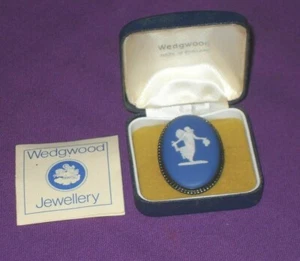 Broche camafeo vintage 1979 plata esterlina madera cuña jaspe en caja original - Imagen 1 de 7