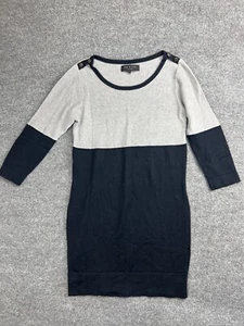 Rag & Bone Cashmere Dress Women's L Navy Gray Colorblock Sweater Button Shoulder - Picture 1 of 8