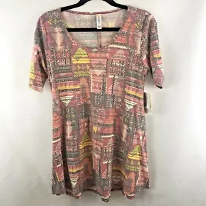 Lularoe Perfect T Rosa Amarillo Gris Off White Estampado Azteca Talla XS NUEVO CON ETIQUETAS - Imagen 1 de 5