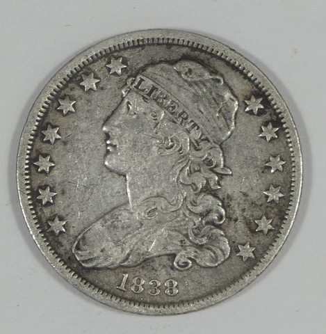 BARGAIN 1838 Capped Bust Quarter EXTRA FINE Silver 25c Cover