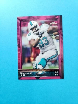 2015 Topps Chrome BCA Pink Refractor /399 Ndamukong Suh #22 - Image 1 of 4