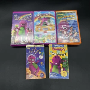 Vintage vhs lot BARNEY DINOSAUR children’s PBS Halloween Otter Space Imagination - Picture 1 of 10