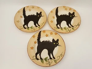 Halloween black cat serving dinner plate Dario Farrucci Designs handpainted - Picture 1 of 9