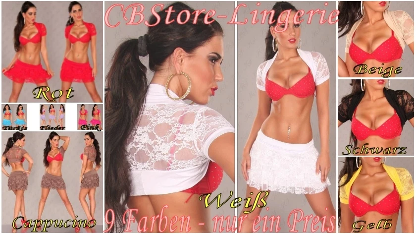 SeXy kurzarm Bolero mit Spitze Kurzjacke Top Sommer OneSize XS/S/M 34/36/38 NEU