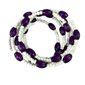 Bracciale Perline Viola, Bianco Perline Vetro Stile Retrò Filo Memory Regolabile - Foto 1 di 17