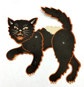 Vintage Cardboard Paper Halloween Wall Decor Black Cat 8" 1950's-60's - Picture 1 of 11