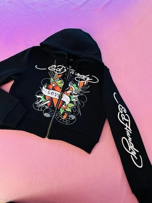 Chaqueta corta con capucha y cremallera completa Ed Hardy para mujer talla XL Foto 1 de 4