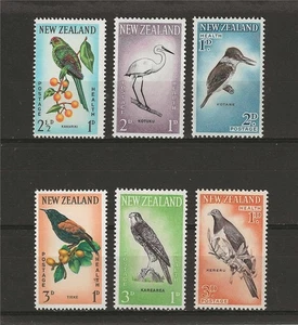 Nuova Zelanda 1960 Sc# B59-64 3 set uccellini Kingfisher Kotare Kereru Kakariki MNH - Foto 1 di 1
