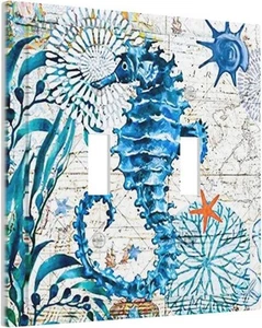 Deko 2 Gang Gerät Wandteller alte Karte Meer Strand türkis blau Seepferdchen - Bild 1 von 8