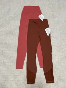 Lululemon NWT Bundle Align 28” Desert Red & Everlux Mesh Tight 25” Size 2 - Foto 1 di 10