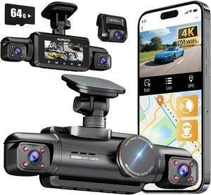 4K Dash Cam vorne und hinten innen, 4K+1080P*2 Dashkamera für Autos, 360° 4 Kanal - Bild 1 von 9