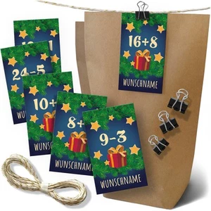 Adventskalender Bastelset personalisiert – 24 Tüten, Kärtchen, Klammern & Kordel - Bild 1 von 9