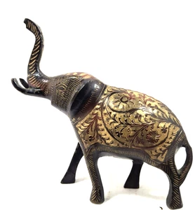 Vintage Indian Like Black Hand Carved Bronze 7" Tall Elephant - Picture 1 of 5